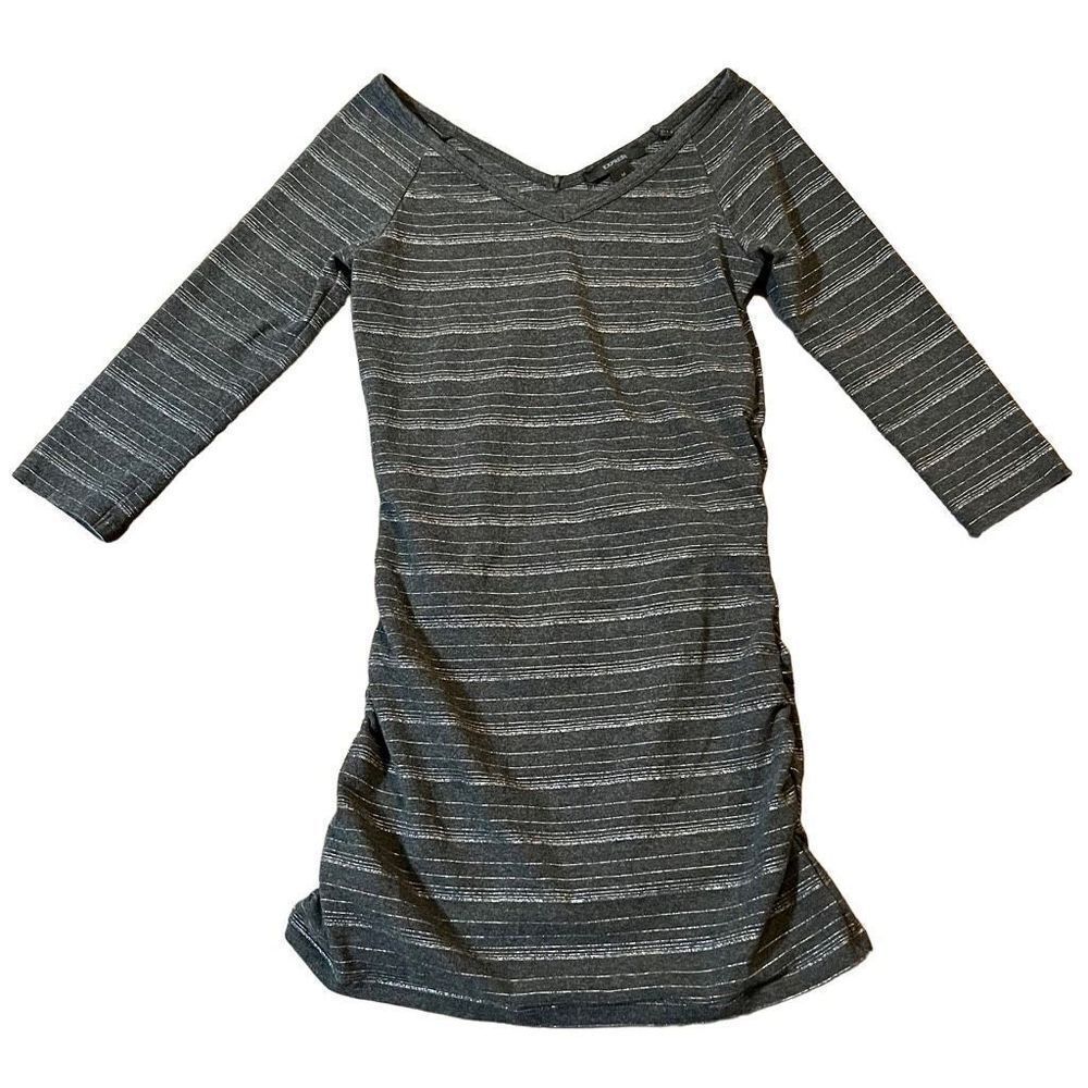 Express Women’s Mini V-neck Black Silver Fitted Dress